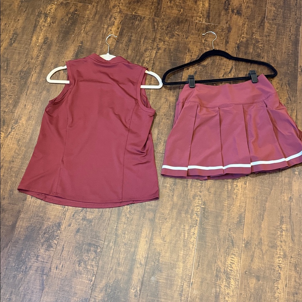Puma active women’s outfit, small squart and medium tank. Maroon - Picture 2 of 8